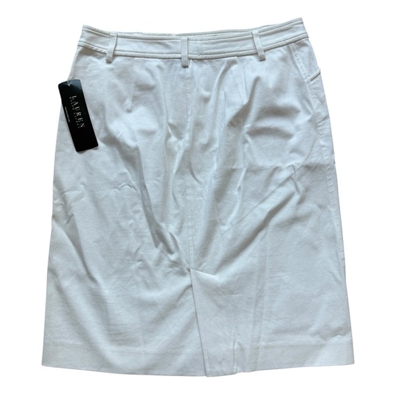 Lauren Ralph Lauren Women's White A-Line Skirt Size 2 Knee Length Stretch Cotton - Picture 4 of 7